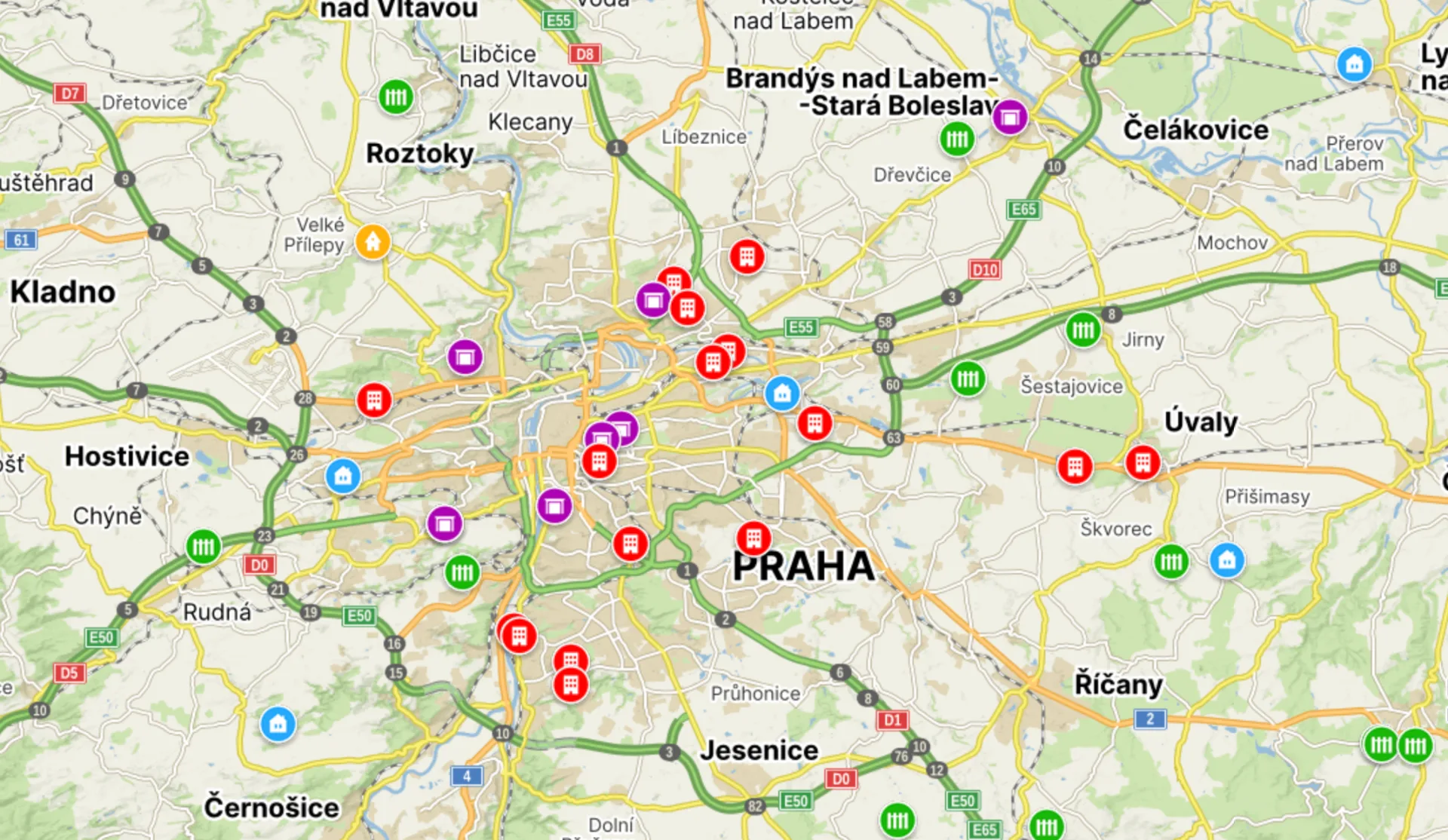 Mapa dražeb nemovitostí