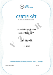 VZOR certifikátu ADOL školení