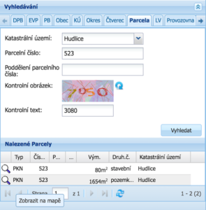 LPIS Hledání parcel