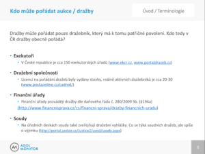ADOL školení dražby - ukázka kdo může pořádat dražby