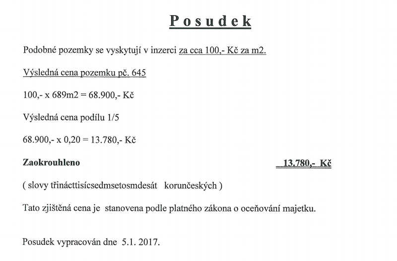 Odhad nemovitosti pozemku.