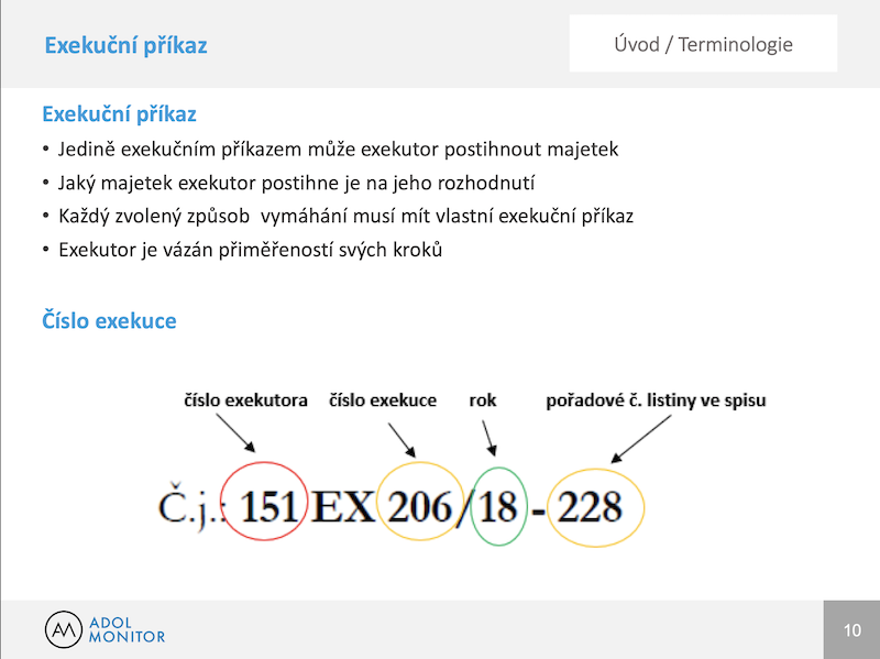 ADOL - seminář exekuce a oddlužování - číslo exekuce