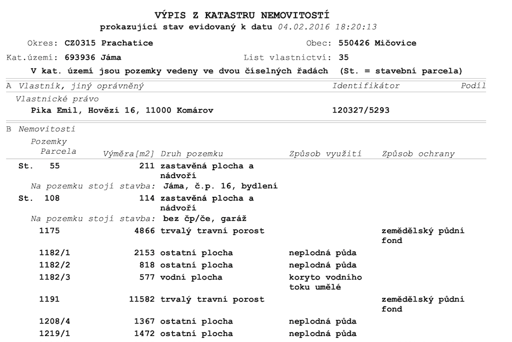 Jak získat listinu z katastru nemovitostí?