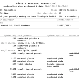 Výpis z katastru nemovitostí – list vlastnictví – co zde najdu a co ne