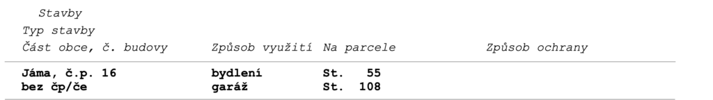 Výpis z katastru nemovitostí - stavby